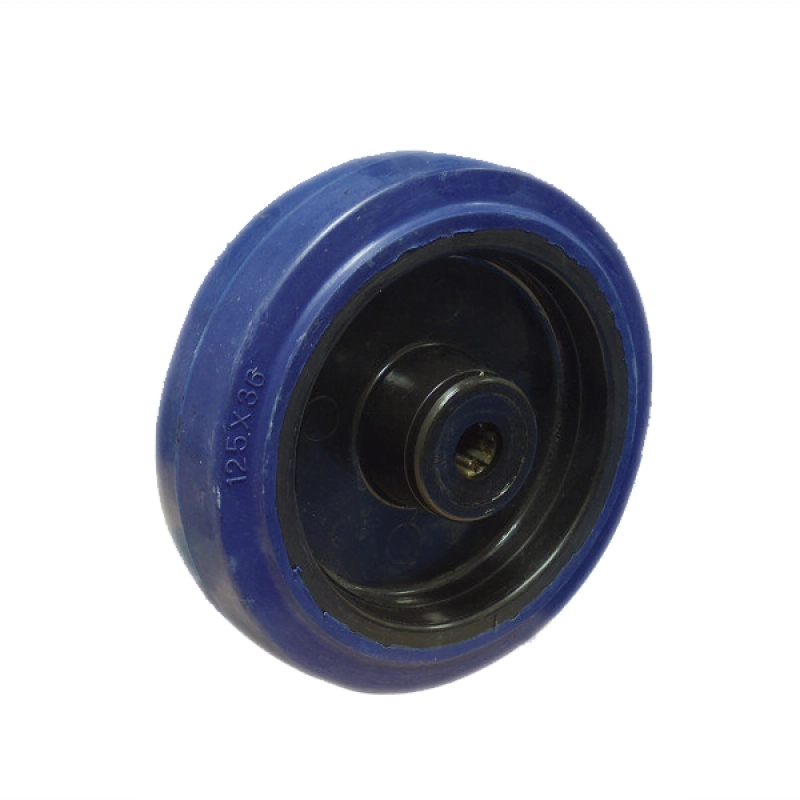 Los wiel 125mm blauwe opgevulcaniseerde elastische rubberen band met kogellager